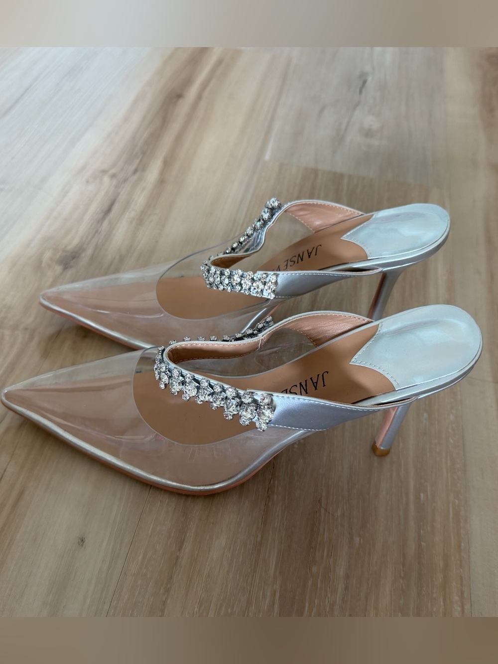 Jansen Clear Pointed Toe Crystal-Embellished Mule - Silver